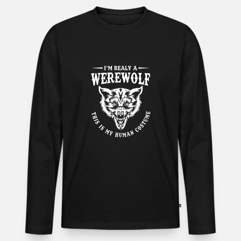 Werwolf - Männer Premium Bio Langarmshirt - Schwarz