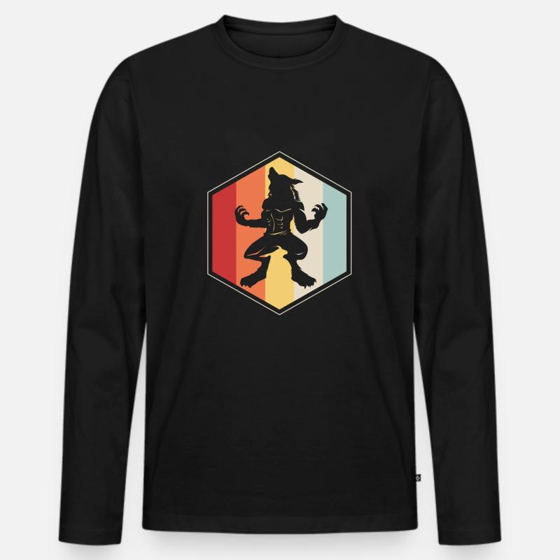 Werwolf - Männer Premium Bio Langarmshirt - Schwarz