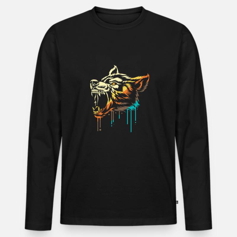 Werwolf - Männer Premium Bio Langarmshirt - Schwarz