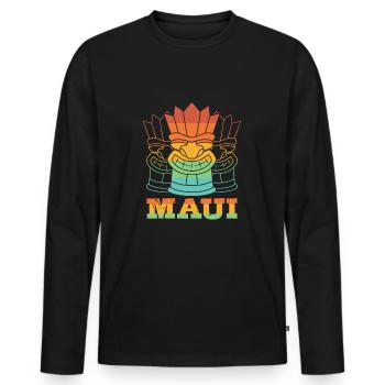 Maui Hawaï Hawaïen - T-shirt manches longues Premium bio Homme - noir - Devant - Nico (187cm)