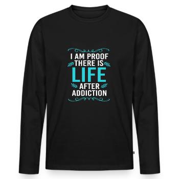 Drug-free addiction addicted - Men's Premium Organic Long Sleeve Shirt - black - Front - Nico (187cm)