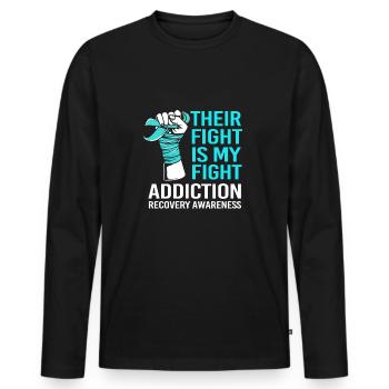 Drug-free addiction addicted - Men's Premium Organic Long Sleeve Shirt - black - Front - Nico (187cm)