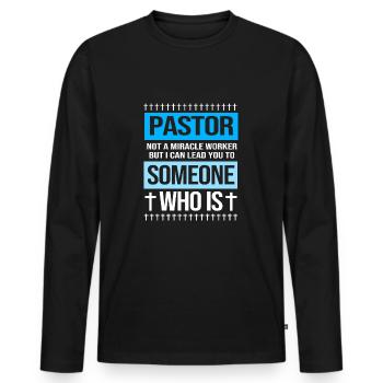 Pasteur - T-shirt manches longues Premium bio Homme - noir - Devant - Nico (187cm)