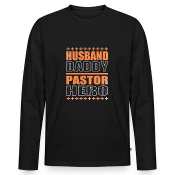 Pastor - Men's Premium Organic Long Sleeve Shirt - black - Front - Nico (187cm)