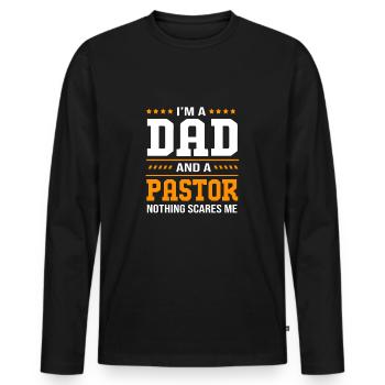 Pastor - Men's Premium Organic Long Sleeve Shirt - black - Front - Nico (187cm)