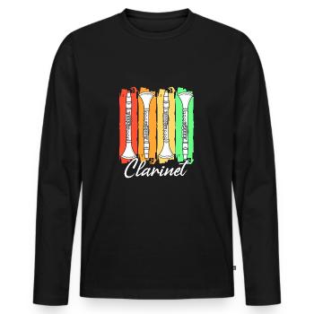 Clarinet - Men's Premium Organic Long Sleeve Shirt - black - Front - Nico (187cm)