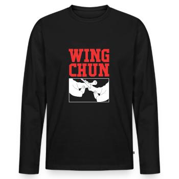 Wing Chun - Männer Premium Bio Langarmshirt - Schwarz - Vorne - Nico (187cm)
