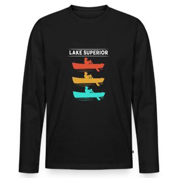 Grands Lacs - T-shirt manches longues Premium bio Homme - noir - Devant - Nico (187cm)
