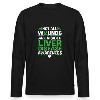 Maladie du foie - T-shirt manches longues Premium bio Homme - noir - Devant - Nico (187cm)