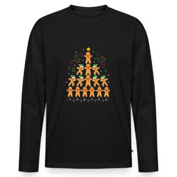 bonhomme en pain d’épice Coeur en pain d’épice Snacking en pain d’épice - T-shirt manches longues Premium bio Homme - noir - Devant - Nico (187cm)