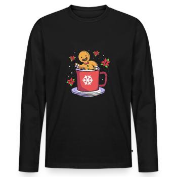 bonhomme en pain d’épice Coeur en pain d’épice Snacking en pain d’épice - T-shirt manches longues Premium bio Homme - noir - Devant - Nico (187cm)