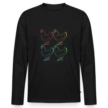 Chicken Poultry - Men's Premium Organic Long Sleeve Shirt - black - Front - Nico (187cm)