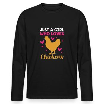 Chicken Poultry - Men's Premium Organic Long Sleeve Shirt - black - Front - Nico (187cm)