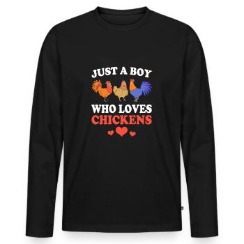 Chicken Poultry - Men's Premium Organic Long Sleeve Shirt - black - Front - Nico (187cm)