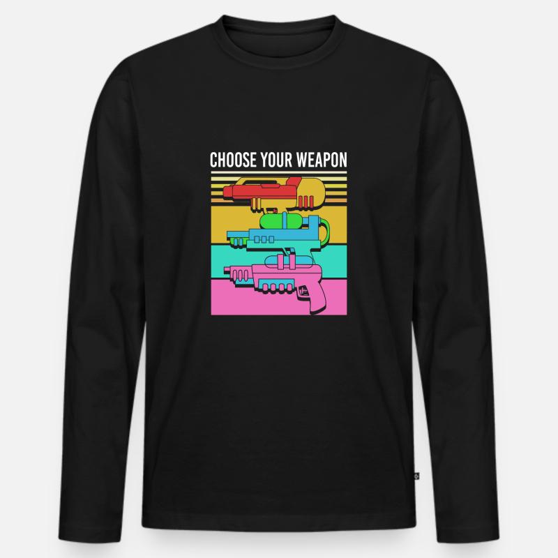 Wasserpistole - Männer Premium Bio Langarmshirt - Schwarz