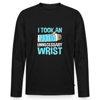 Broken Arm Bone Fracture - Men's Premium Organic Long Sleeve Shirt - black - Front - Nico (187cm)