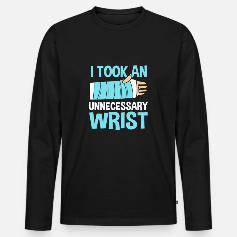 Gebrochener Arm Knochen Knochenbruch - Männer Premium Bio Langarmshirt - Schwarz