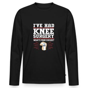 Knie Operation - Männer Premium Bio Langarmshirt - Schwarz - Vorne - Nico (187cm)