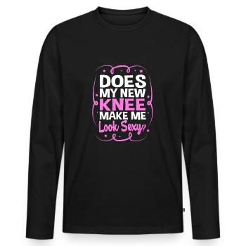 Knie Operation - Männer Premium Bio Langarmshirt - Schwarz - Vorne - Nico (187cm)