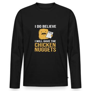 Chicken Nuggets - Männer Premium Bio Langarmshirt - Schwarz - Vorne - Nico (187cm)