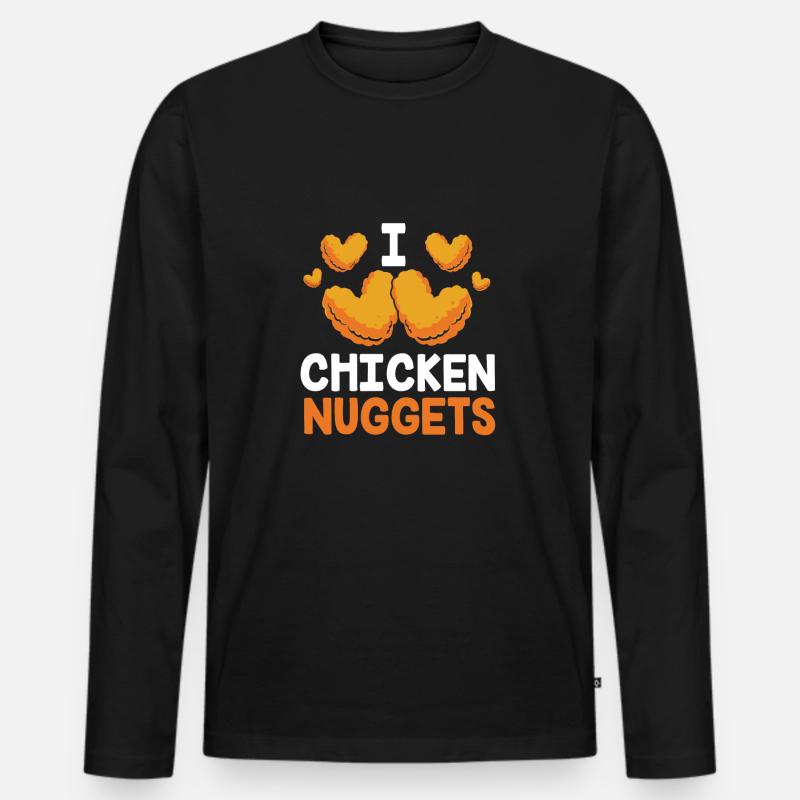 Chicken Nuggets - Männer Premium Bio Langarmshirt - Schwarz