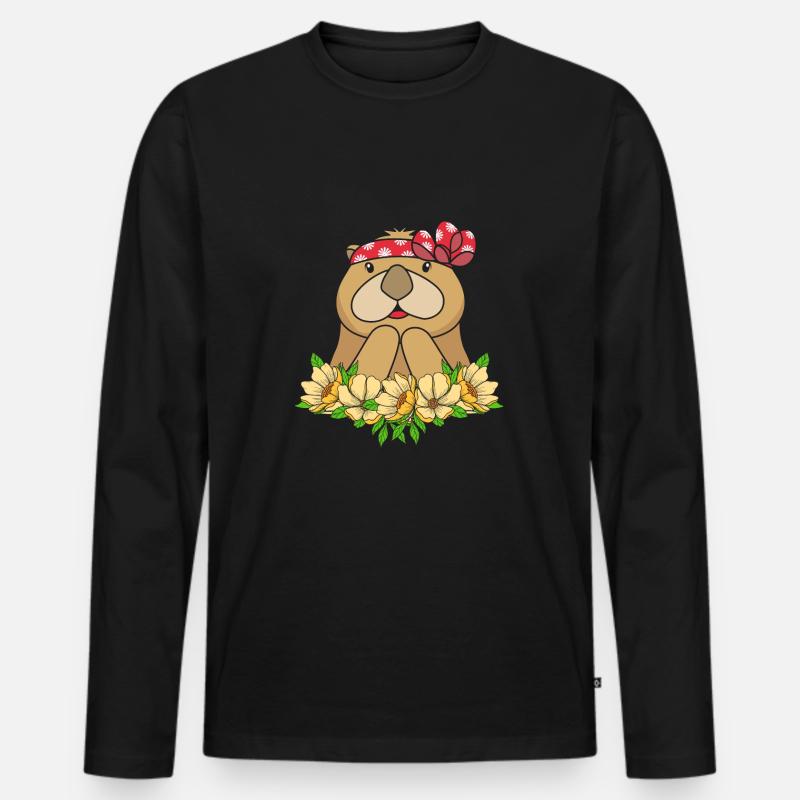 Otter - Männer Premium Bio Langarmshirt - Schwarz