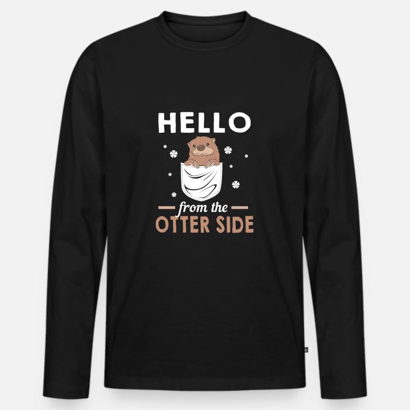 Otter - Männer Premium Bio Langarmshirt - Schwarz