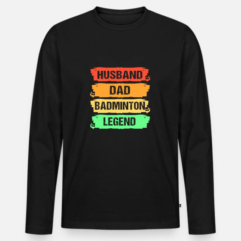 Badminton - Männer Premium Bio Langarmshirt - Schwarz