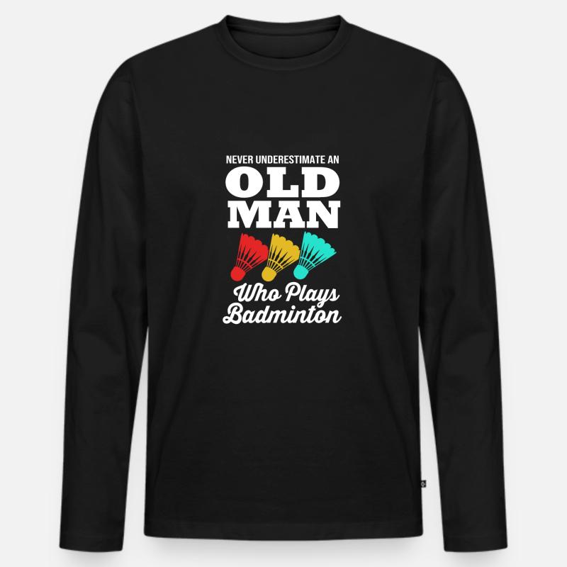 Badminton - Männer Premium Bio Langarmshirt - Schwarz