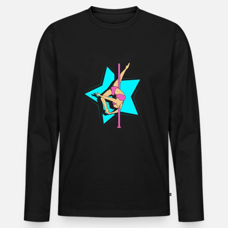 Pole Dance - Männer Premium Bio Langarmshirt - Schwarz