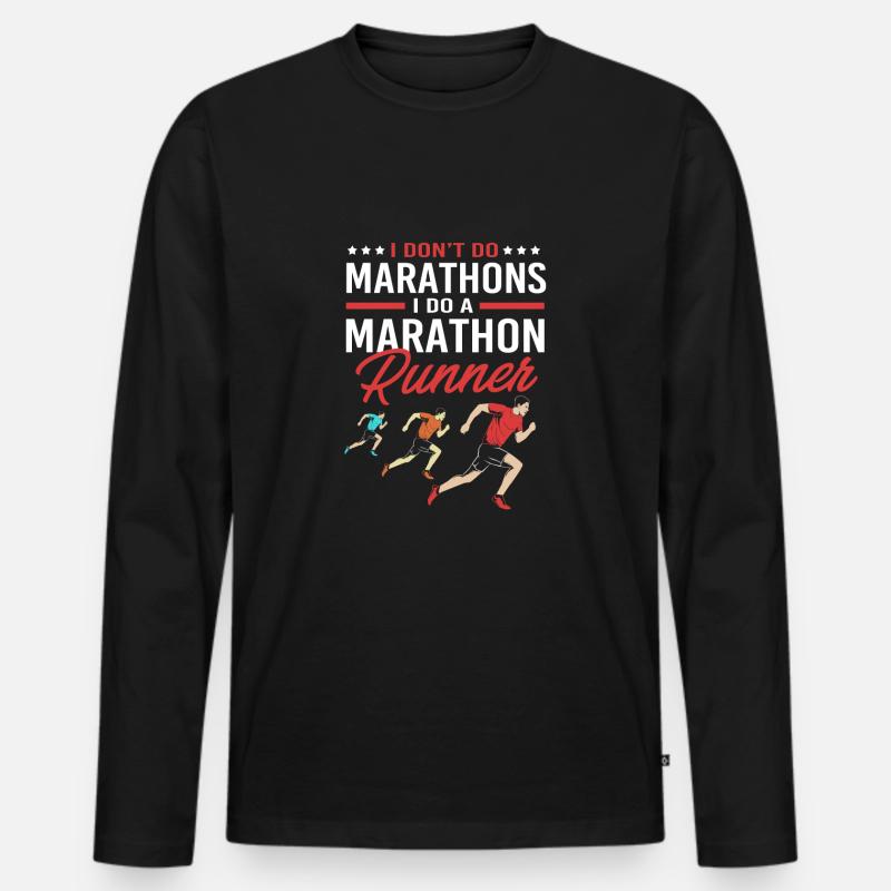 Marathon Marathonläufer - Männer Premium Bio Langarmshirt - Schwarz
