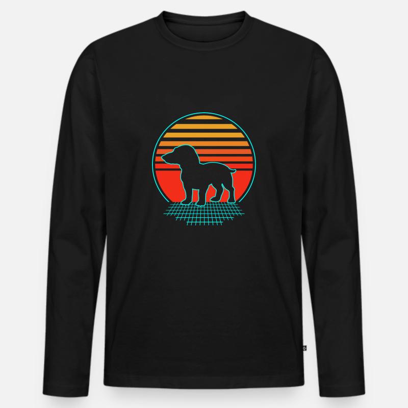 Dackel - Männer Premium Bio Langarmshirt - Schwarz