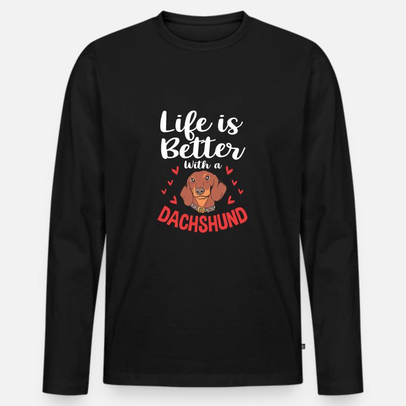 Dackel - Männer Premium Bio Langarmshirt - Schwarz