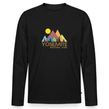 Chemise touristique Yosemite du parc national - T-shirt manches longues Premium bio Homme - noir - Devant - Nico (187cm)