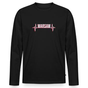 Capitale Pologne Retro Shirts Varsovie - T-shirt manches longues Premium bio Homme - noir - Devant - Nico (187cm)