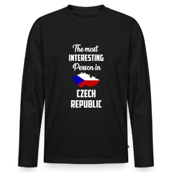 Tschechien Flagge Tschechisch Tscheche Frauen Männ - Männer Premium Bio Langarmshirt - Schwarz - Vorne - Nico (187cm)