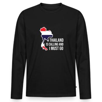 Thailand Flagge Thailändisch Thailänder Frauen Män - Männer Premium Bio Langarmshirt - Schwarz - Vorne - Nico (187cm)
