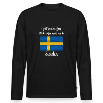 Suède cadeau idée cadeau souvenir pays - T-shirt manches longues Premium bio Homme - noir - Devant - Nico (187cm)