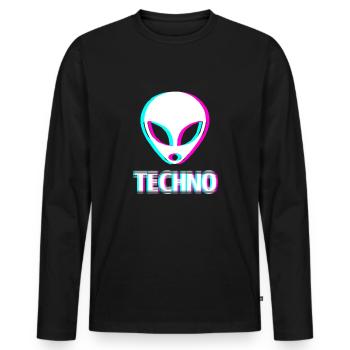 Techno Raver Retro EDM Raver - Men's Premium Organic Long Sleeve Shirt - black - Front - Nico (187cm)