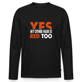 Cadeau drôle de cheveux roux gingembre cheveux roux - T-shirt manches longues Premium bio Homme - noir - Devant - Nico (187cm)