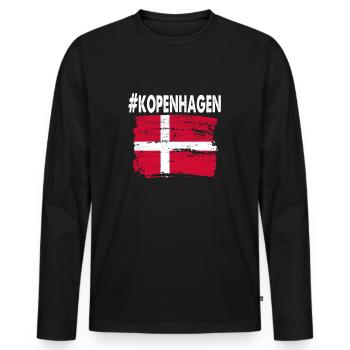Copenhague T-shirt Danemark - T-shirt manches longues Premium bio Homme - noir - Devant - Nico (187cm)