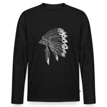 Indian - Men's Premium Organic Long Sleeve Shirt - black - Front - Nico (187cm)