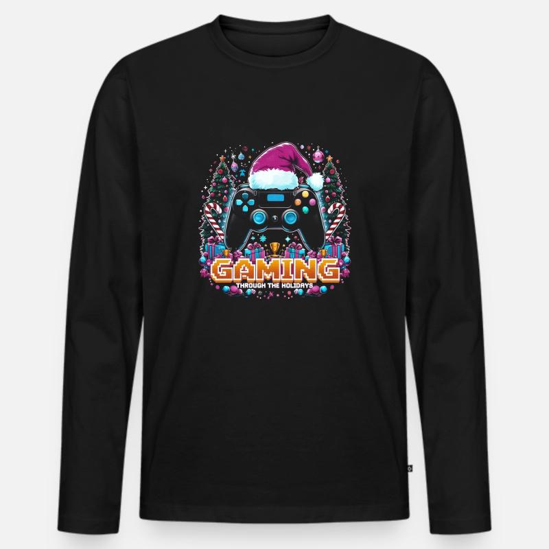 Weihnachts-Gaming Controller - Männer Premium Bio Langarmshirt - Schwarz