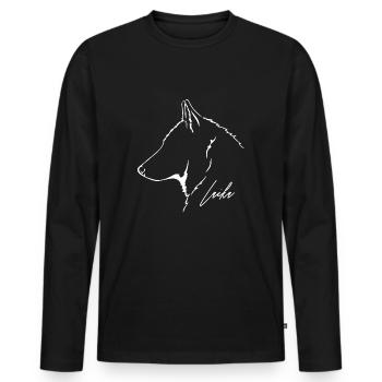 Laika Profil Hunde Hund Wilsigns - Männer Premium Bio Langarmshirt - Schwarz - Vorne - Nico (187cm)