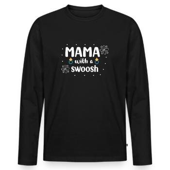 Mama with a swoosh - Men's Premium Organic Long Sleeve Shirt - black - Front - Nico (187cm)