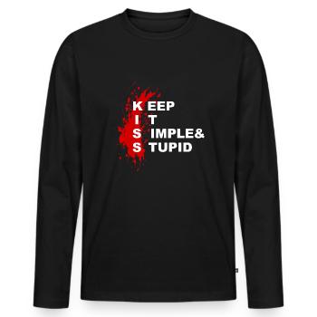 KISS - Keep it simple & stupid - Men's Premium Organic Long Sleeve Shirt - black - Front - Nico (187cm)