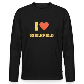 Bielefeld Retro I Love Design Geschenkidee Herz - Männer Premium Bio Langarmshirt - Schwarz - Vorne - Nico (187cm)