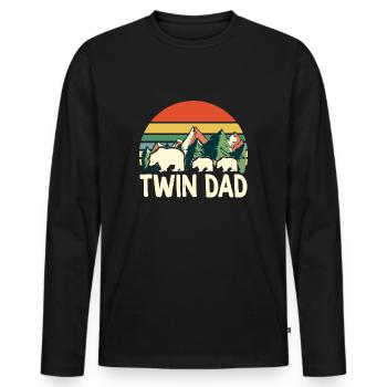 Cadeau de Jumeaux pour papa de jumeaux - T-shirt manches longues Premium bio Homme - noir - Devant - Nico (187cm)