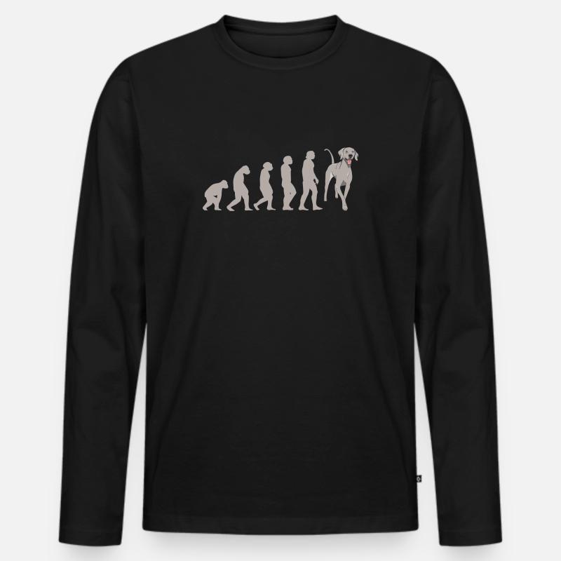 Evolution Weimaraner - Männer Premium Bio Langarmshirt - Schwarz