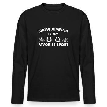 Le saut d’obstacles est mon sport de saut d’obstacles préféré - T-shirt manches longues Premium bio Homme - noir - Devant - Nico (187cm)